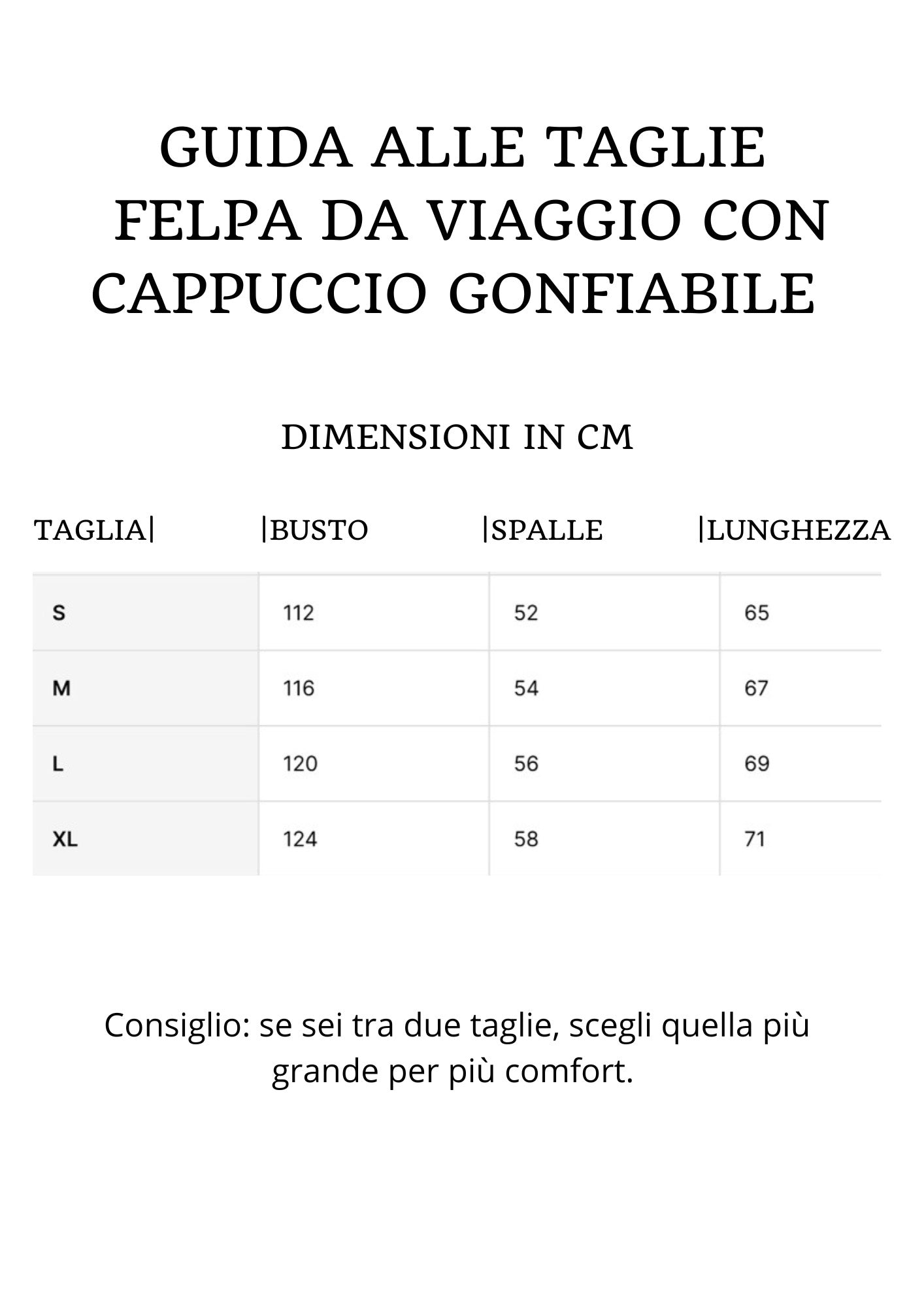 Felpa da VIAGGIO con cappuccio gonfiabile